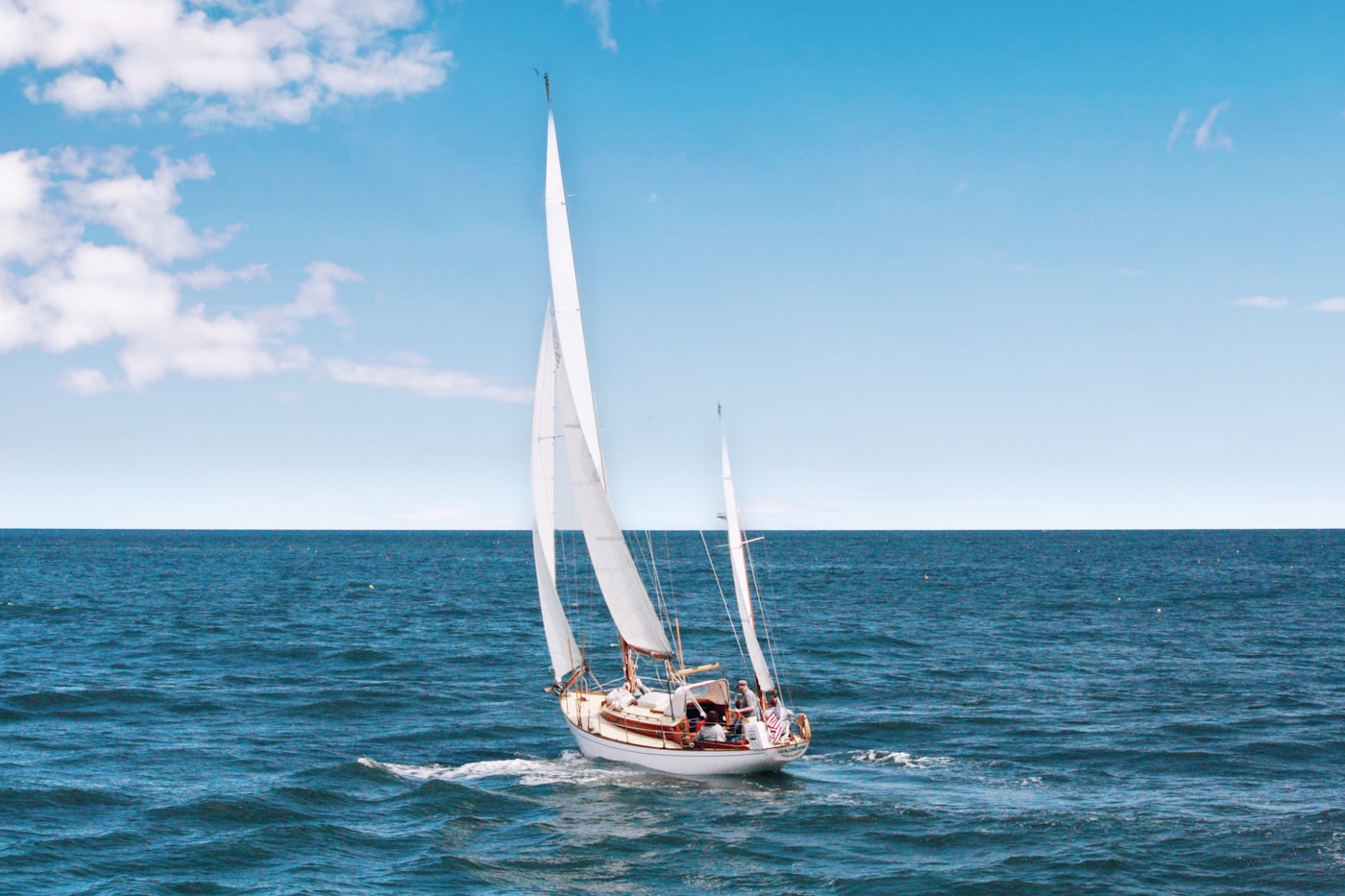 Sailing yacht on open water